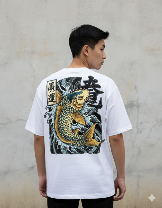 THE DRAGON GATE KOI: Ambition and Flow - Unisex Oversized Classic T-Shirt