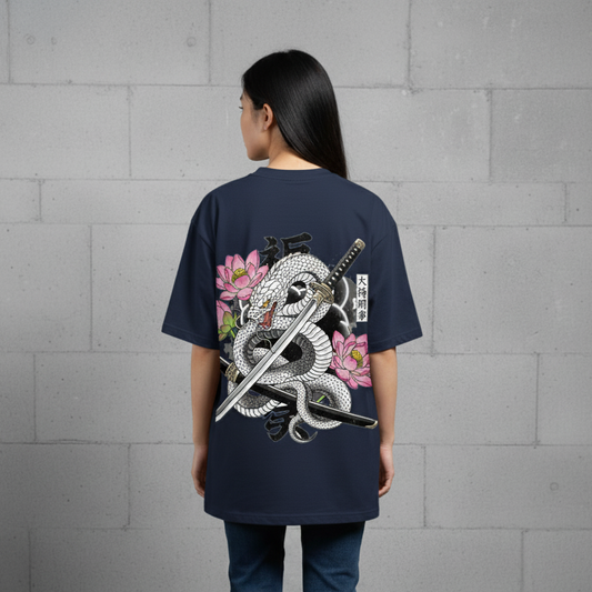 THE COILED SERPENT: Elegance and Fortune - Unisex Oversized Classic T-Shirt